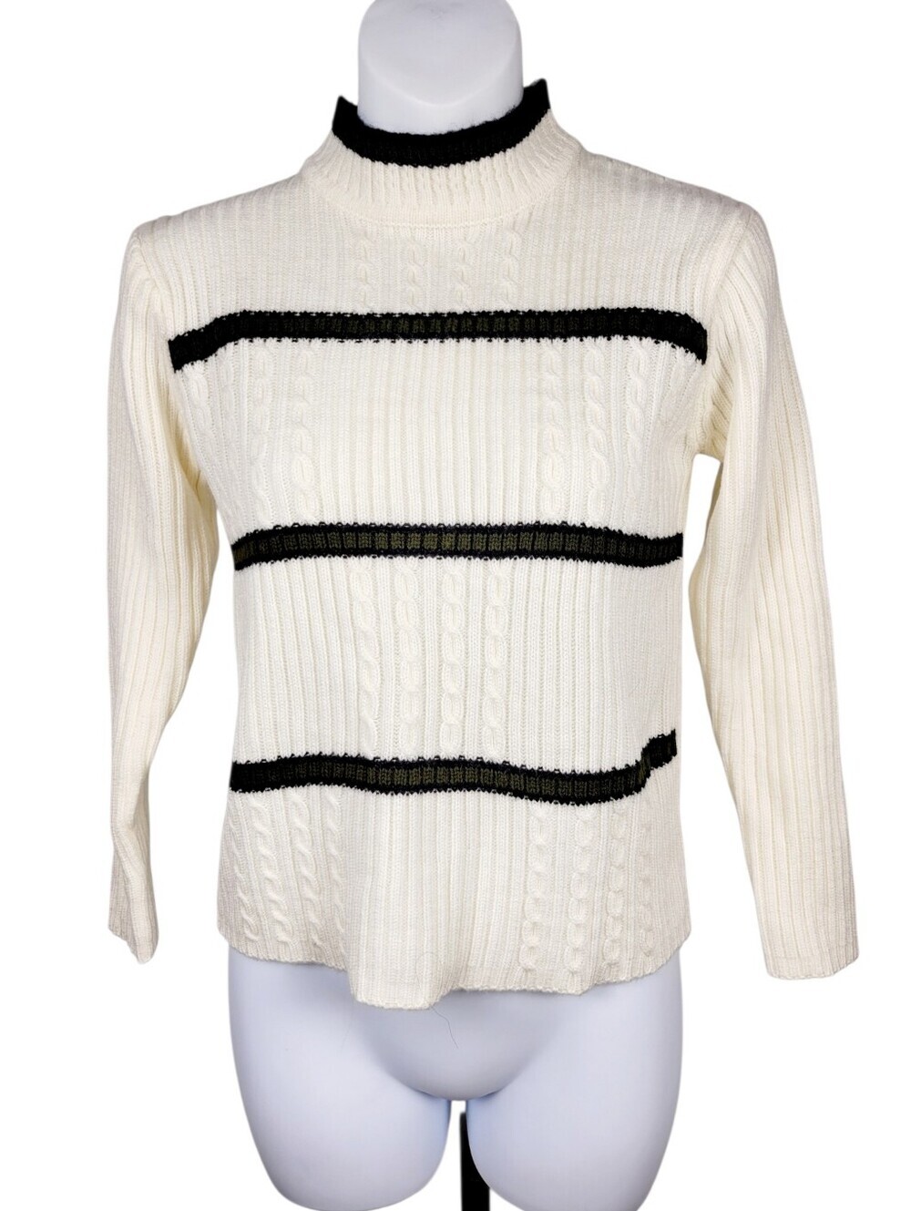 2/$20 Vintage 90s White & Black Turtleneck Sweater Top Size: Small